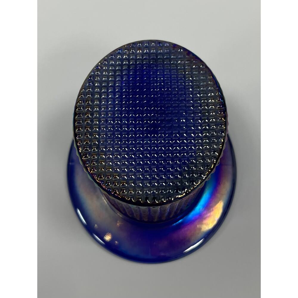 Iridescent Cobalt Blue Glass Top Hat Toothpick Holder. KK85 - Picture 2 of 6